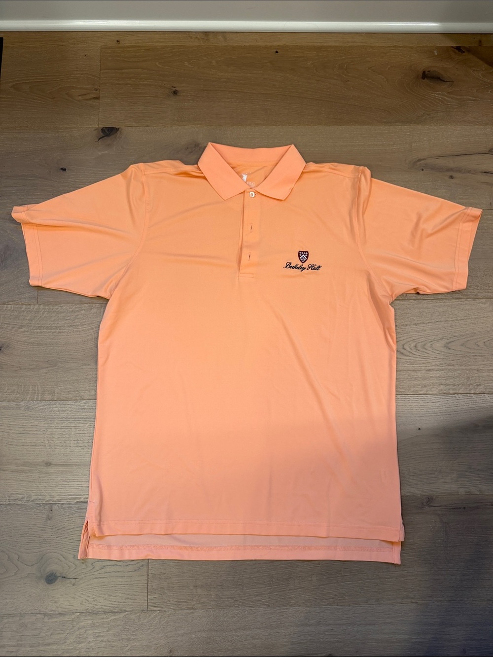 Men's Peach Golf Polo Shirt with Embroidered Berkeley Hall